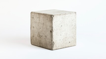 Poster - A simple, off-white concrete cube on a white background.