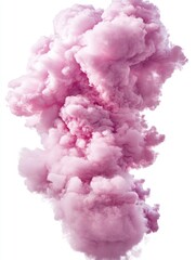 Aufkleber - Pink smoke plume ascending on white background studio shot abstract art ethereal dreamy delicate