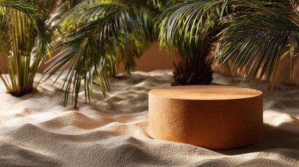 Poster - A small, round, brown object is sitting on a sandy beach