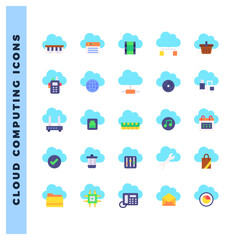 Aufkleber - 25 Cloud Computing Flat icon pack. vector illustration.
