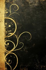 Poster - Ornate Gold Flourish on Dark Textured Background Close Up Elegant Invitation Design Element Vintage Style