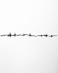 Poster - Abstract Sound Wave on White Background, Minimalist Style, Horizontal View, Conceptual Art, Noise Visualization