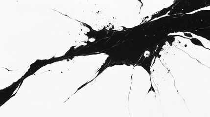 Aufkleber - Abstract Black Ink Splatter on White Canvas Artistic Expression Close Up Minimalist Design