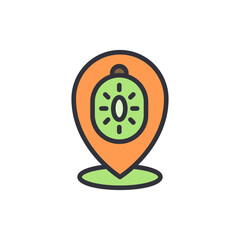 Poster - Kiwi Fruit Location Pin Icon For Tropical Fruit Store Concept
