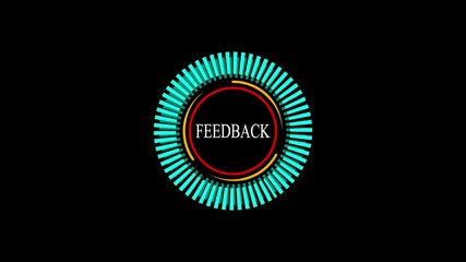 Poster - Feedback visualization for digital data analysis.Abstract feedback visualization with animated neon circle graphic on black background for digital concepts and data analysis