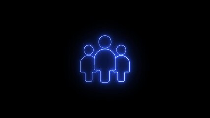 Poster - Neon outline of people representing community and teamwork.Glowing neon outline of people on a black background symbolizing community connection and collaboration in modern digital designs