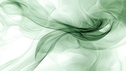 Canvas Print - abstract fluid art, dynamic green waves on soft gradient background, delicate and gentle.