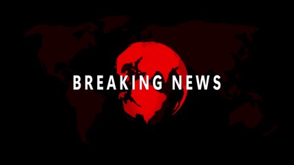 Poster - Animated red world map for global breaking news graphics.Global breaking news graphics animated red world map background suitable for news broadcasting opening and introductory content
