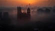 © MST. Anjumanara - Majestic Sunrise Cityscape Silhouette Dramatic Foggy Urban Architecture Building sky old dawn haze