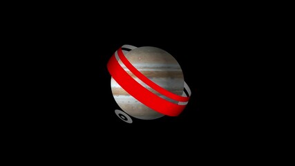 Poster - Abstract visualization of Jupiter with red and white geometric shapes.Artistic visualization of the planet jupiter with abstract red and white geometric shapes on a black background