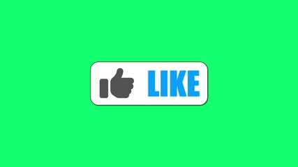 Poster - Animated like button with a hand cursor on a green background showcasing social media engagement and digital interaction.Hand cursor clicking like button.