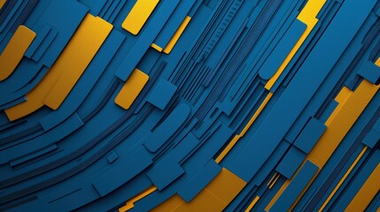 Poster - Vibrant Blue and Yellow Textured Background with Abstract Lines, Shapes, and Patterns for Modern Design