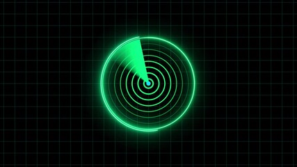 Fototapete - Green radar screen displaying signals.Animated green radar screen displaying signals on a black background with grid lines for navigation or military surveillance