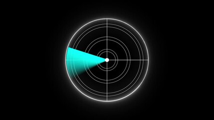 Poster - Animated radar sweep displaying digital data signals.Animated radar screen sweep displaying digital data signals and information against a black background