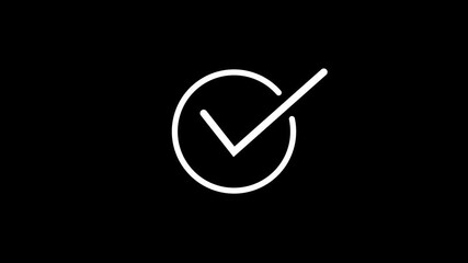 Poster - Check mark icon in white. Animated check mark icon showing approval, validation, and success in minimal digital motion design loop.