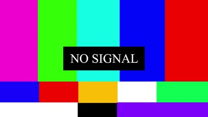 Poster - Retro television screen with colorful test bars and no signal message.Vintage television broadcast screen displaying colorful test bars and the no signal message during technical difficulties