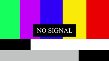 Poster - Television color bars with no signal text showing broadcast failure.Classic television color bars with no signal text indicating broadcast failure on screen display for retro tv or digital displays