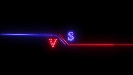 Poster - Glowing lines and letters in a vibrant, dynamic design.Neon vs battle concept with glowing lines and letters on a black background for competition themes