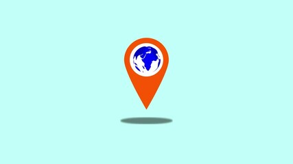 Poster - Global location pin icon representing worldwide connectivity. icon representing worldwide connectivity and geographical targeting on a light blue background demonstrating international positioning