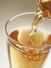 Poster - Pouring apple juice into a glass close up shot of liquid beverage refreshment indoor studio shot