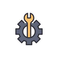 Poster - Gear And Wrench Illustrate Technical Support Or Mechanical Repair