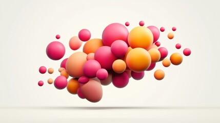Poster - Abstract 3D Render of Spheres in Pink Orange and Peach Tones on a Cream Background Studio Shot for Creative Design