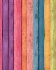 Poster - Colorful Wooden Planks Background Vertical Close Up Shot of Painted Wood Boards Texture Pattern Design