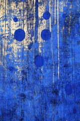Aufkleber - Cobalt Blue Abstract Art Painting with Circles and Vertical Lines on Textured Surface Close Up