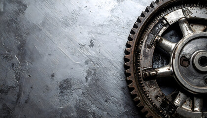 Poster - Industrial gear mechanism on textured surface close-up image mechanical engineering focus