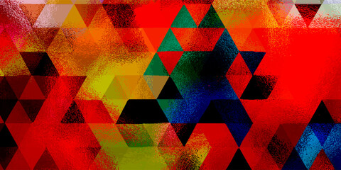 Poster - abstract background made of small multicolor triangles. orange, yellow, gold, red, warm