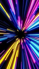 Poster - Vibrant neon light burst motion in dynamic abstract background