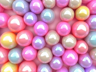 Poster - Pastel iridescent spheres close up studio shot creating a vibrant colorful background texture pattern design element