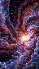 Poster - Celestial nebula swirl: vibrant cosmic clouds expanding in space with radiant energy burst