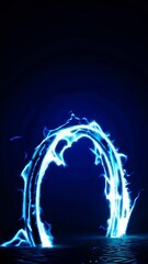 Poster - Luminous blue energy portal unfurling in dark mystical setting