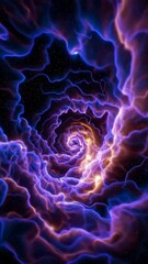 Poster - Mesmerizing cosmic spiral transformation with electric blue and purple waves