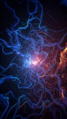 Poster - Captivating cosmic energy flow with vibrant electric patterns and galaxies