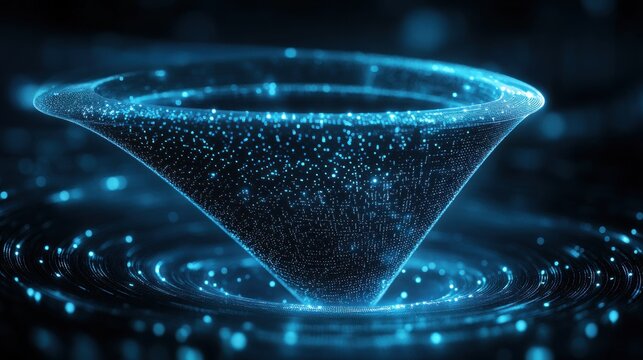 Abstract Blue Particle Vortex Dynamic Swirling Light and Energy