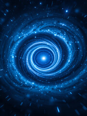 Wall Mural - Fast traveling through the blue spiral galaxy in the universe, zooming galaxy animation
