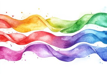 Poster - Abstract Rainbow Watercolor Waves on White Background