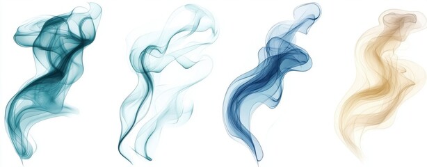 Poster - Abstract Swirling Forms in Teal, Blue, and Beige