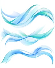 Poster - Abstract Blue and Green Waves Flowing on White Background Graphic Design Element Artistic Illustration
