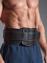 Aufkleber - Strong Physique With Powerlifting Belt Emphasizes Strength Training Effort in Fitness Environment