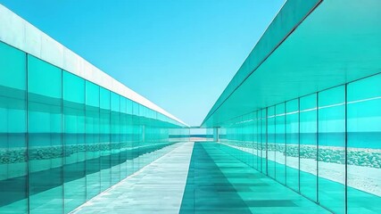 Aqua glass corridor architecture