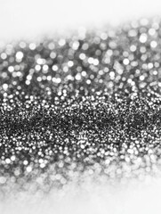 Poster - Abstract Glitter Texture Shimmering in Silver and Gray Tones Macro Shot with Bokeh Effect for Backgrounds and Design Elements