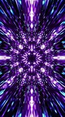 Poster - Mesmerizing kaleidoscope: futuristic purple light burst animation with hypnotic symmetry