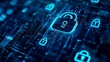 © Natalia_Inspired - Digital background with circuit-style lines and glowing lock, data visuals symbolize secure access, data protection shown with cyber symbols, great for encryption-related content and online safety