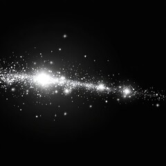 Poster - Glowing White Particles on Black Background Abstract Design