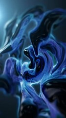 Poster - Dynamic blue and black abstract fluid flow in motion