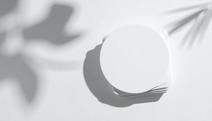 Poster - Minimalist white circular object studio setting image soft lighting top-down perspective simplicity concept