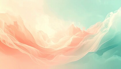 Poster - Soft pastel abstract waves digital art tranquil atmosphere serene environment aesthetic viewpoint